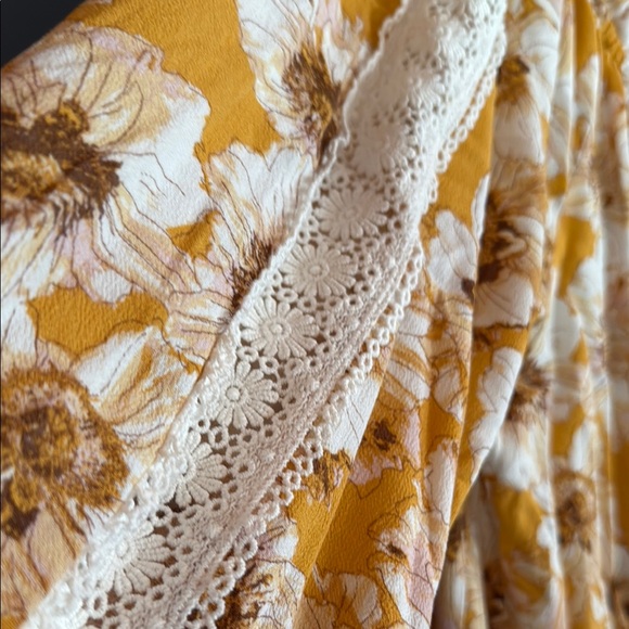 Maurices White and Gold Smocked Blouse with Tie Front - Picture 5 of 8